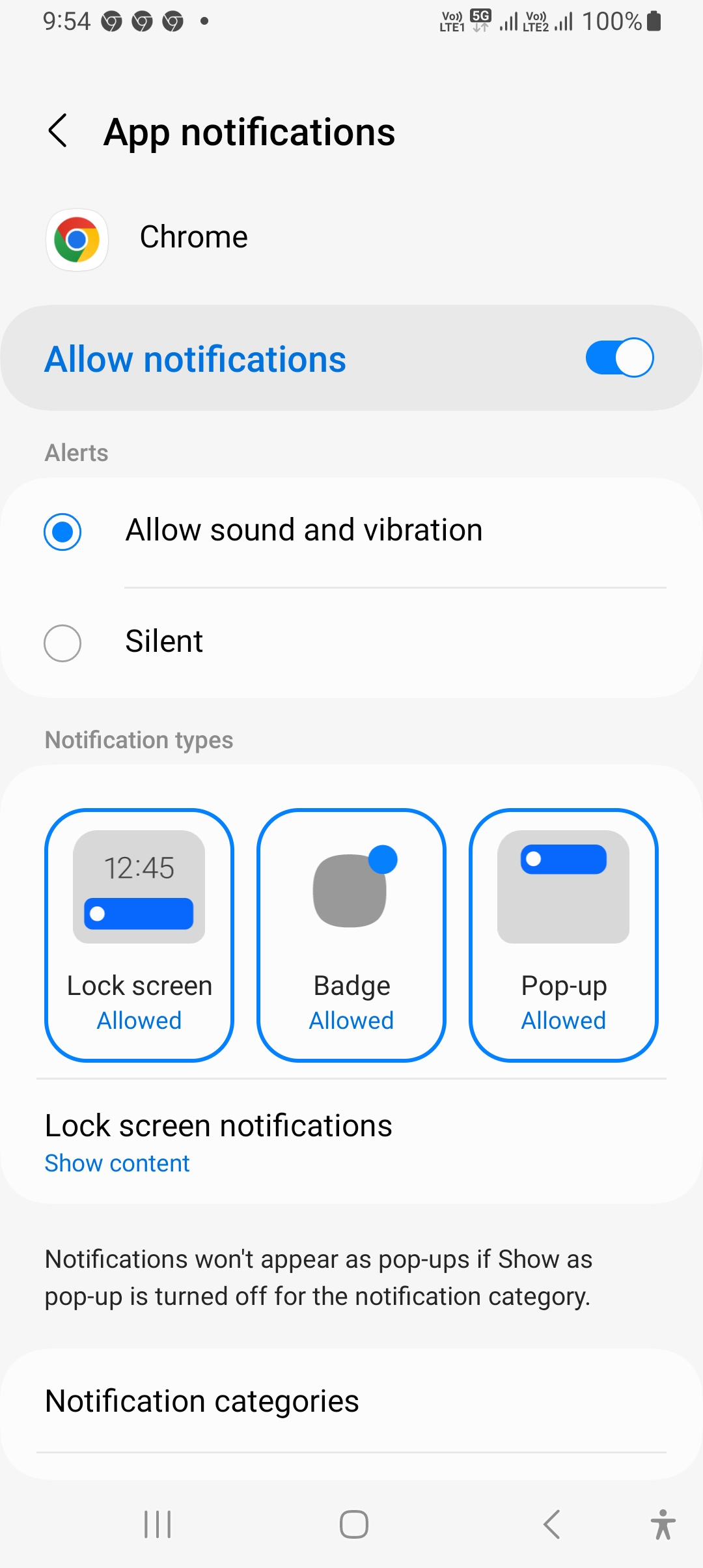 chrome settings android